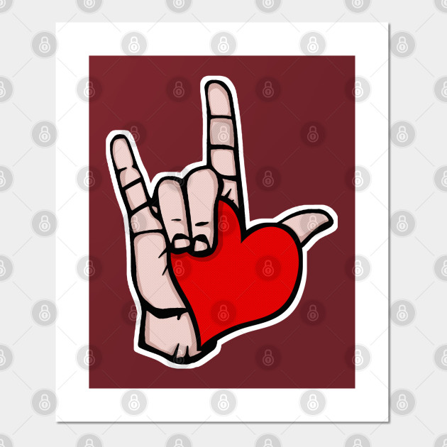 I Love You In American Sign Language 1 Heart Design American Sign Language Gifts Affiche Et Impression D Art Teepublic Fr