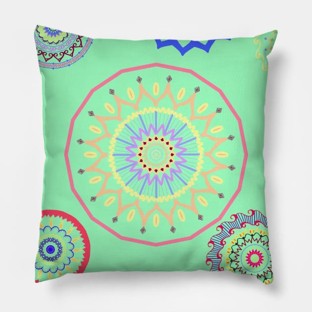 Cheerful Mandala Pattern Pillow by TheRealFG