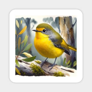 Colorful Eastern Yellow Robin - Watercolor Bird Magnet