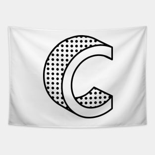 3D Ben Day Dot Isometric Letter C Tapestry