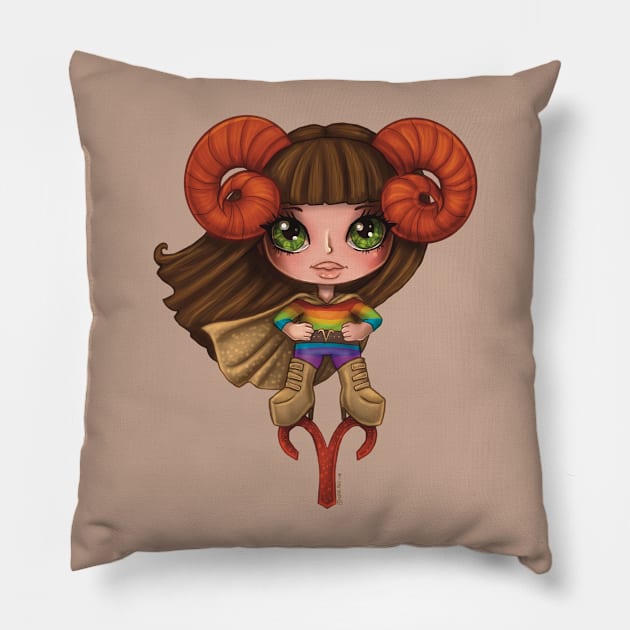 Aries Astrology Zodiac Girl Pillow by thewickedmrshicks