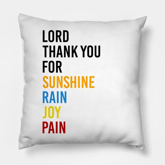 Lord Thank you for Sunshine Music - Thank you for Rain - Thank you for Joy - Thank you for Pain - It's a beautiful day Pillow by Printofi.com