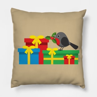 Cute Robin And The Four Colorful Gifts Pillow