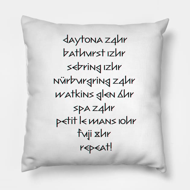 GT3 Greatest Hits Pillow by Crew Gaming