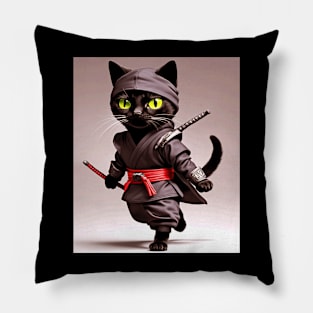 Stealth Ninja Cat, Graphic Design With Animals Pillow