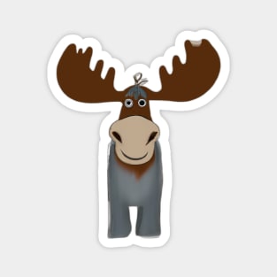 Cute Moose Drawing Magnet