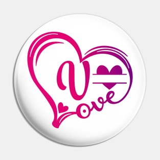 letter v monogram in the shape of love Pin