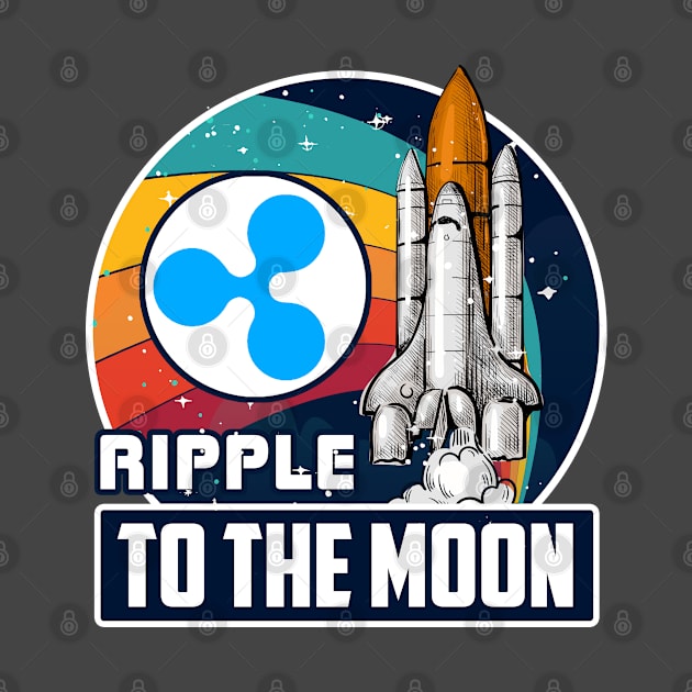 Ripple to the Moon Digital Crypto BTC Retro Spaceship by TheBeardComic