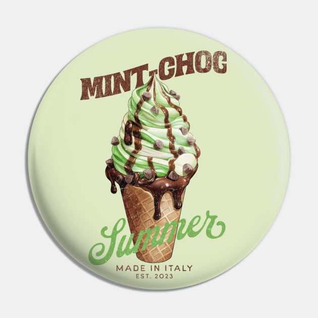 Mint chocolate chips ice cream cone - italian summer Pin by Sara-Design2