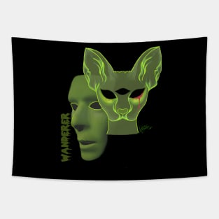 Green Spooky Sphynx Cat Tapestry