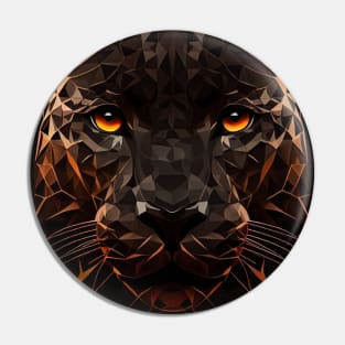 Triangle Panther - Abstract polygon animal face staring Pin