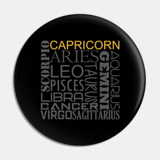 Capricorn Zodiac Montage Pin