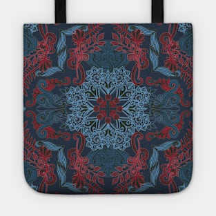 Vintage Fancy - a Pattern in Deep Teal & Red Tote