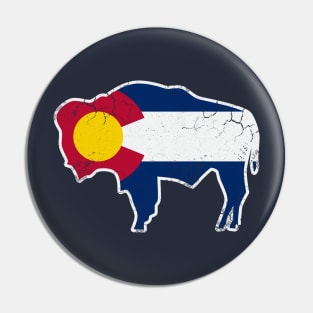 Colorado Flag Buffalo Bison Art Pin