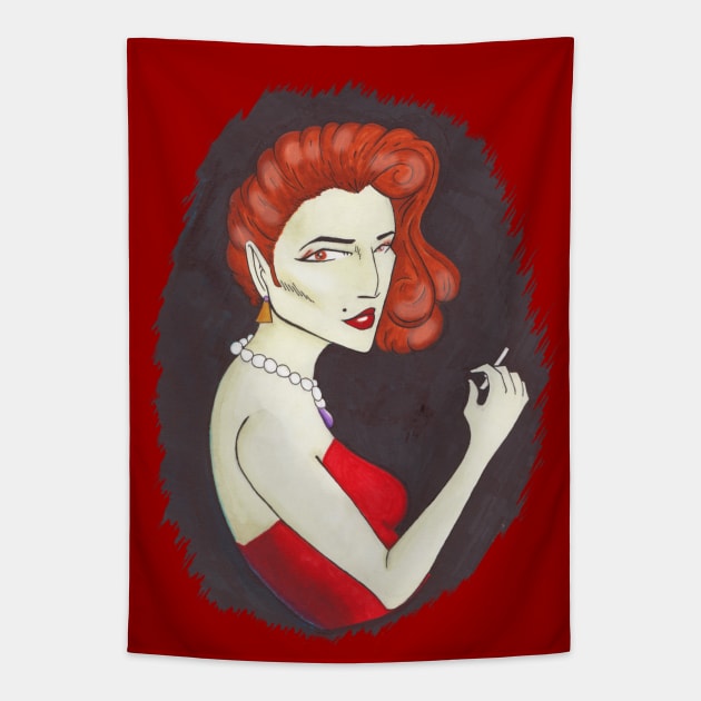Lady In Red Tapestry by TaliDe