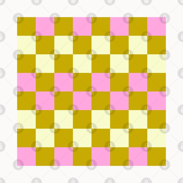 Checkerboard Pastel Pink and Green Retro 70s Pattern by Trippycollage