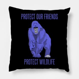 blue gorilla - protect our friends Pillow