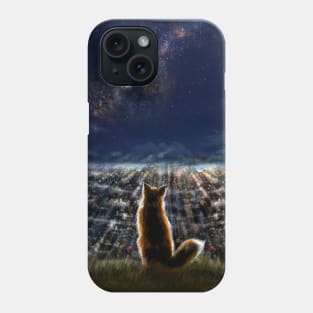 Curious Fox Watching Night City Phone Case