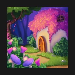 Fairytale house in magic forest. Illustration T-Shirt