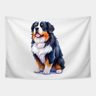 Photo of a Bernese mountain dog with black, white, and brown fur Tapestry