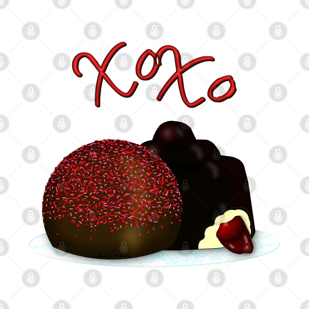 XOXO Valentine Bonbon and Dark Chocolate Covered Cherry by ButterflyInTheAttic