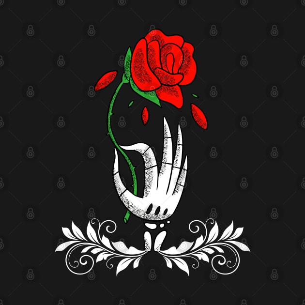 Skeleton Hand Red Rose Aesthetic Flower by JB.Collection