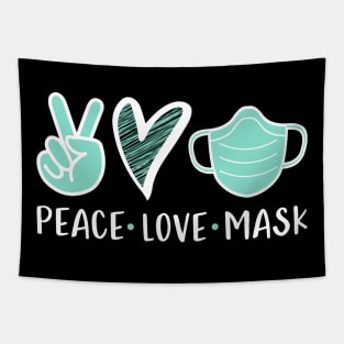 Coronavirus Pandemic Peace Love Mask Tapestry