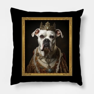 Regal White Boxer - Medieval German Queen  (Framed) Pillow