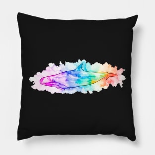 False Killer Whale rainbow watercolour Pillow