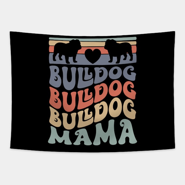 Retro Bulldog Mom British Bulldog Owner Tapestry by Way Down South