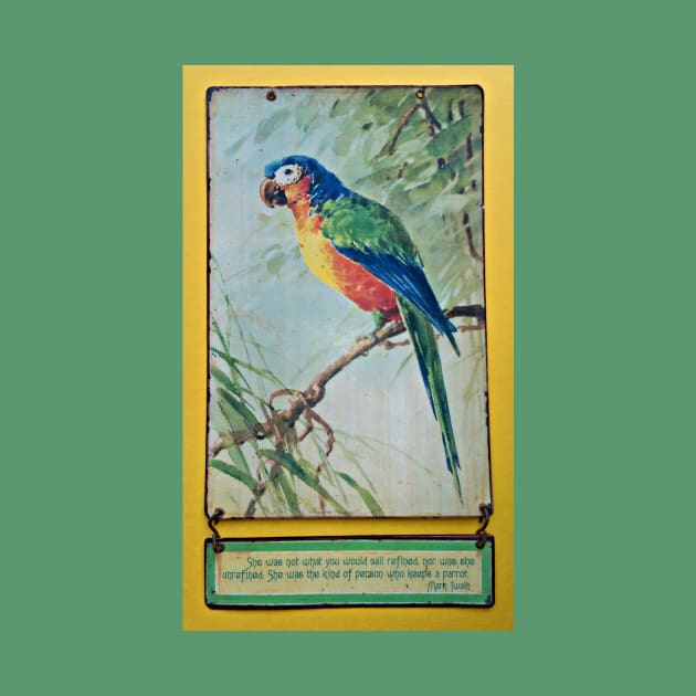 Vintage Parrot Art with Mark Twain Quote by numpdog