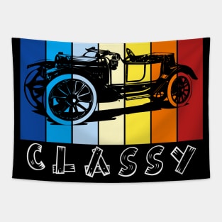 Ride in Style with our Old Retro Classy Car - A Kaleidoscope of Color! Tapestry