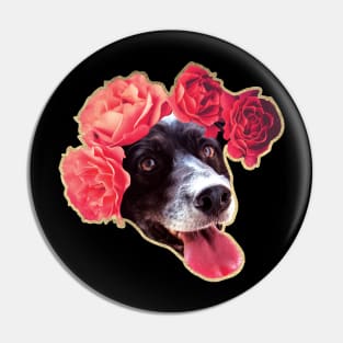 Border Collie with Flowers Pin