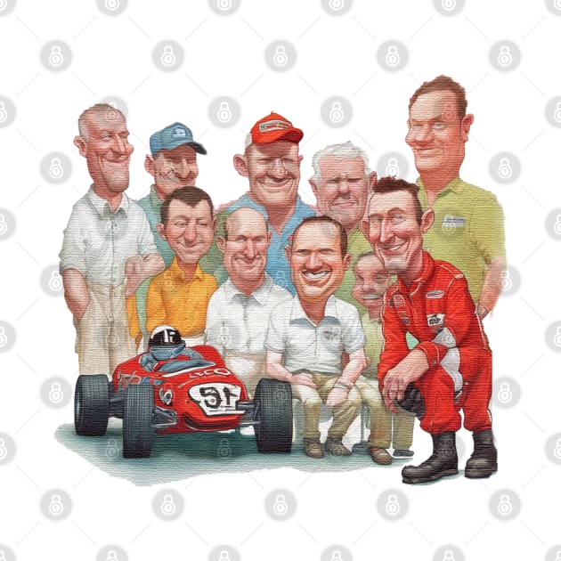 Cartoon race car team by JnS Merch Store