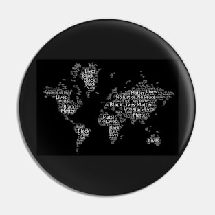 Black Lives Matter World Map Typography - Black Pin