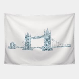 Tower Bridge Travel Text Word Cloud Tapestry