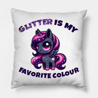 Glitter is my favorite colour cute pony unicorn Pillow