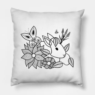 Bunny in the Flowers Pillow