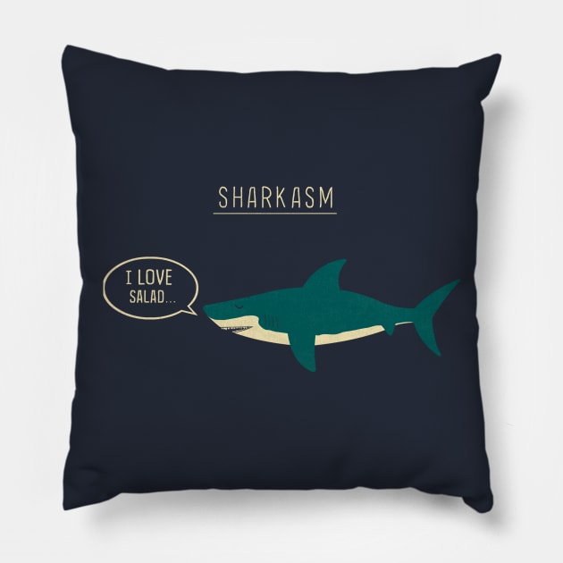 Sharkasm Pillow by HandsOffMyDinosaur