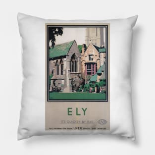 Ely, Cambridgeshire - Vintage Railway Travel Poster - 1923-1947 Pillow