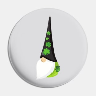 Saint Patrick's Day Gnome, Cute Gnome, Clovers Pin
