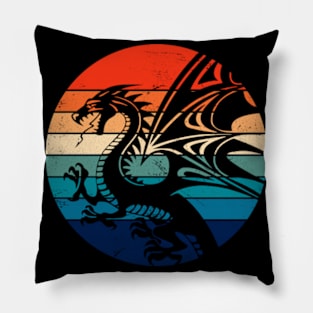 Retro Sunset Dragon Vintage Komodo, Year of the Dragon 2024, Happy New Year 2024 Pillow