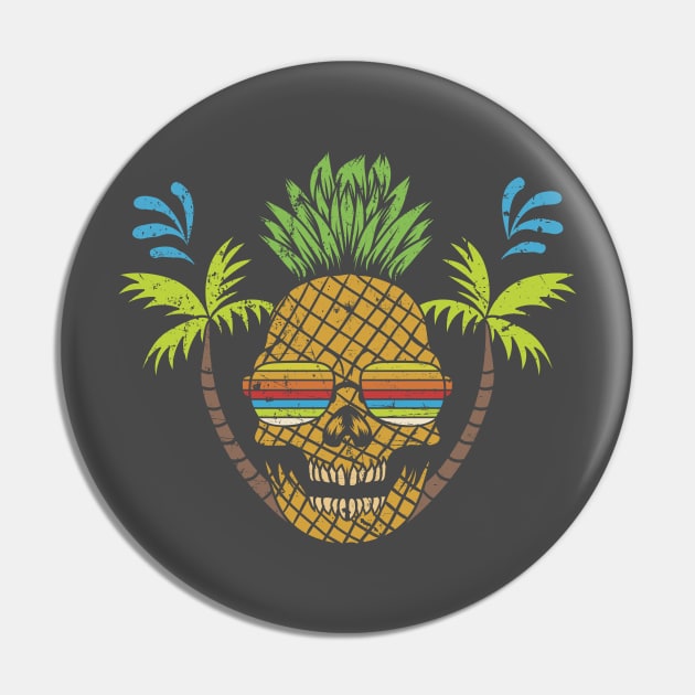 Vacation Mode Pineapple Skull Pin by Mint Tees