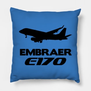 Embraer E170 Silhouette Print (Black) Pillow