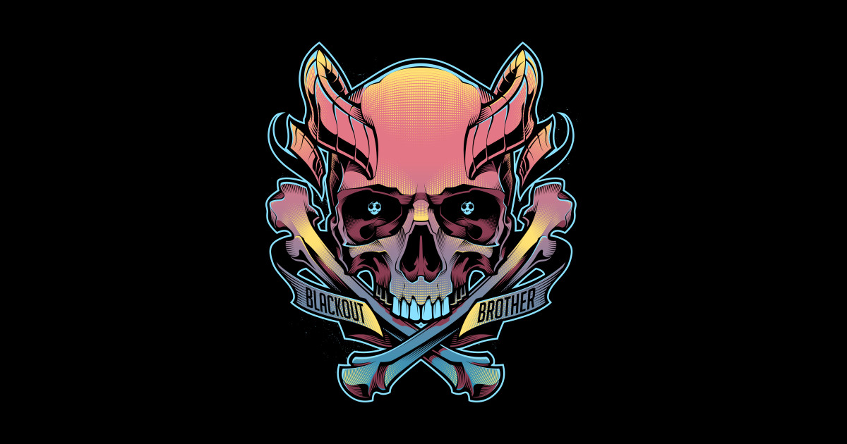 Blackout Skull - Skull - Sticker | TeePublic