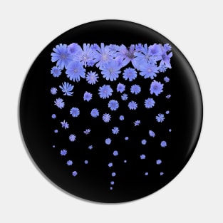 Blue Chicory Flowers Rain Pin