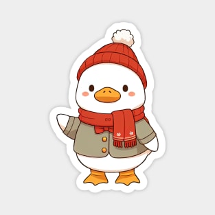 Cute Christmas White Duck Magnet