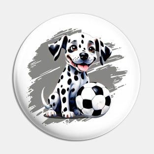 Cute Dalmatian Puppy with Soccer Ball Pin