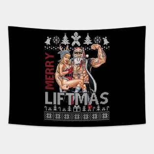 Merry Liftmas Christmas Xmas Fitmas Fitness Santa Holiday Gift Men Tapestry