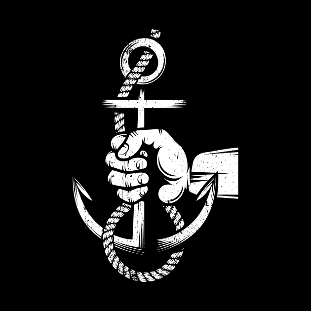 Sailor hand holds an anchor with rope by Agor2012